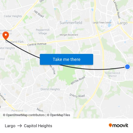 Largo to Capitol Heights map