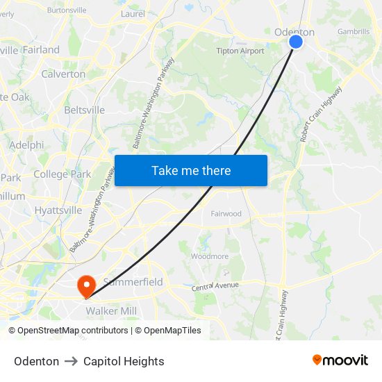 Odenton to Capitol Heights map