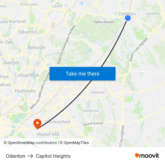 Odenton to Capitol Heights map