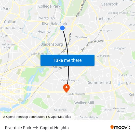 Riverdale Park to Capitol Heights map