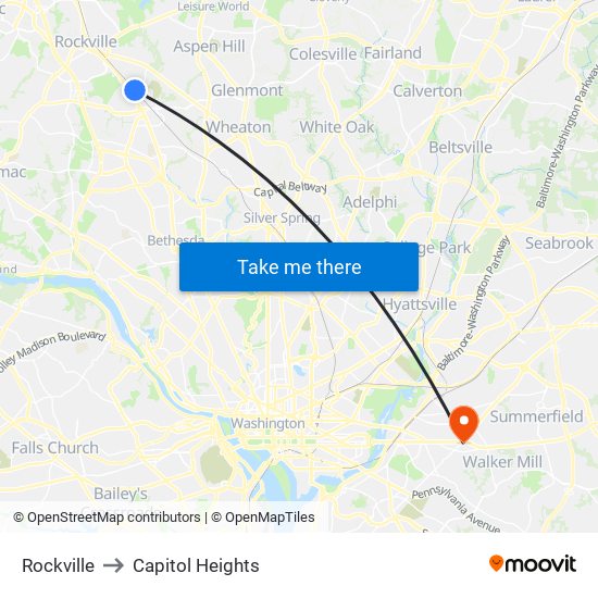 Rockville to Capitol Heights map