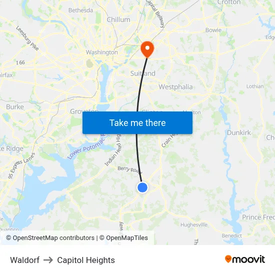 Waldorf to Capitol Heights map