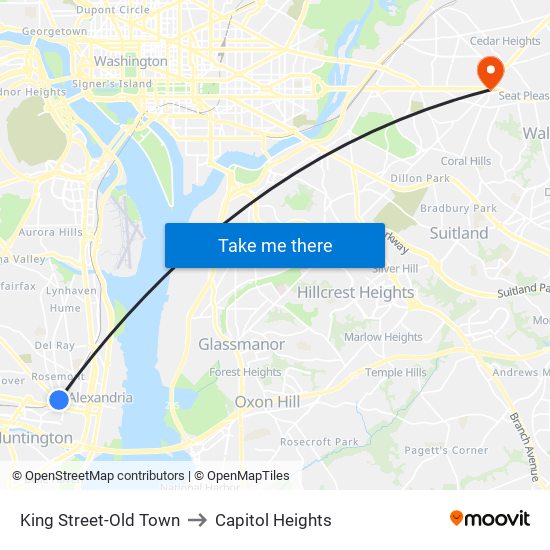 King Street-Old Town to Capitol Heights map