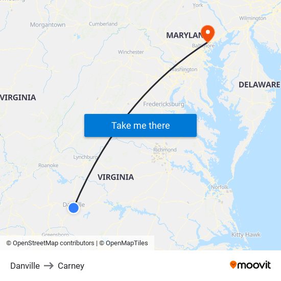 Danville to Carney map