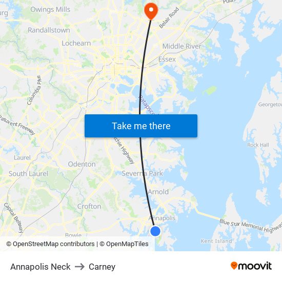 Annapolis Neck to Carney map