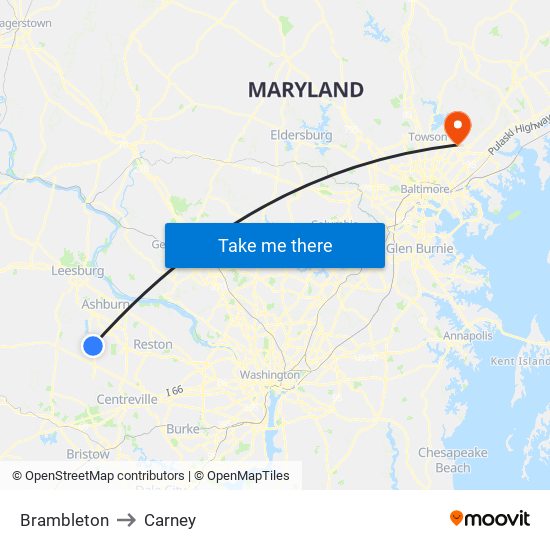 Brambleton to Carney map