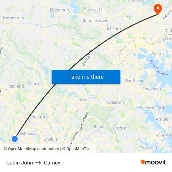 Cabin John to Carney map