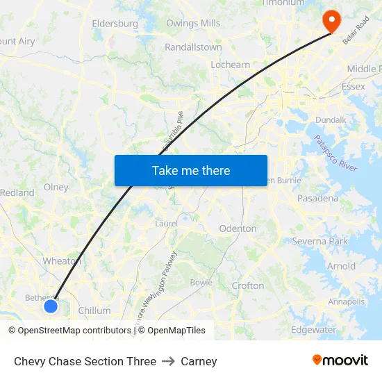 Chevy Chase Section Three to Carney map