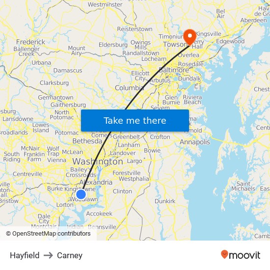 Hayfield to Carney map