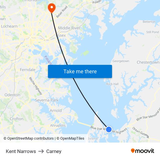 Kent Narrows to Carney map