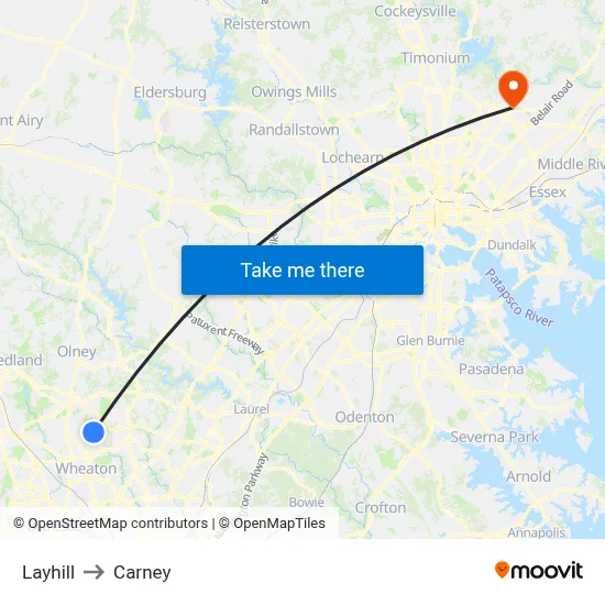 Layhill to Carney map