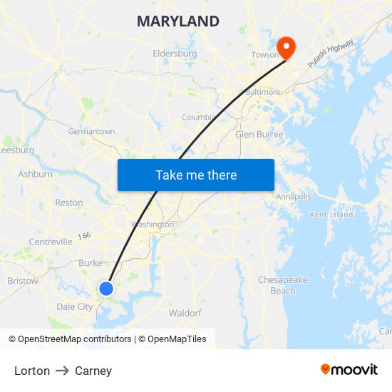 Lorton to Carney map