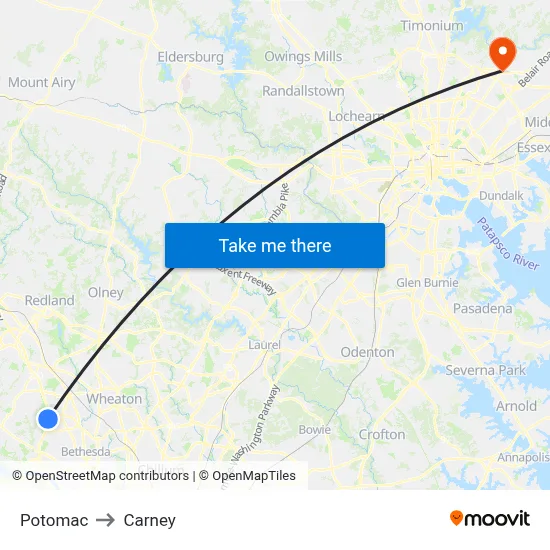 Potomac to Carney map