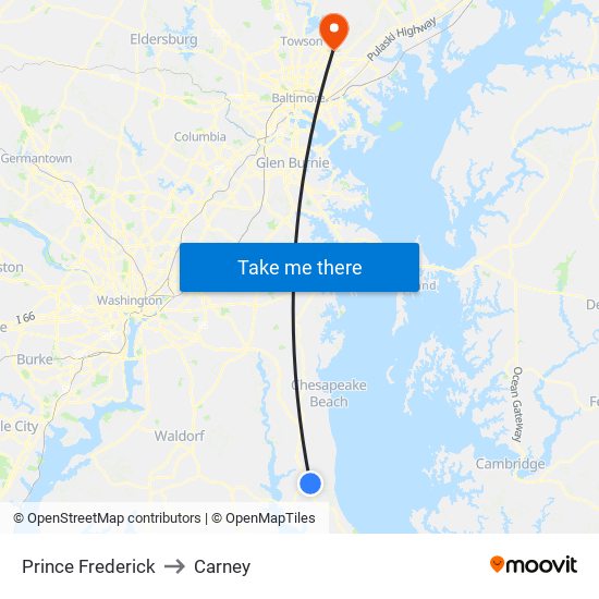 Prince Frederick to Carney map