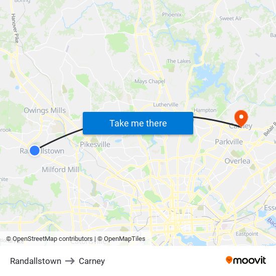 Randallstown to Carney map