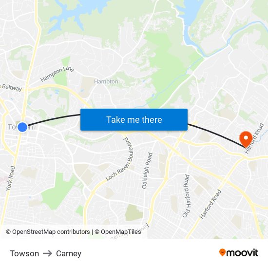 Towson to Carney map