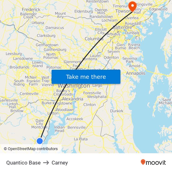 Quantico Base to Carney map