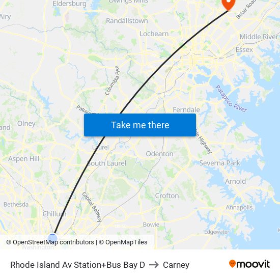 Rhode Island Av Station+Bus Bay D to Carney map