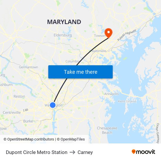 Dupont Circle Metro Station to Carney map