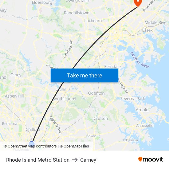 Rhode Island Metro Station to Carney map