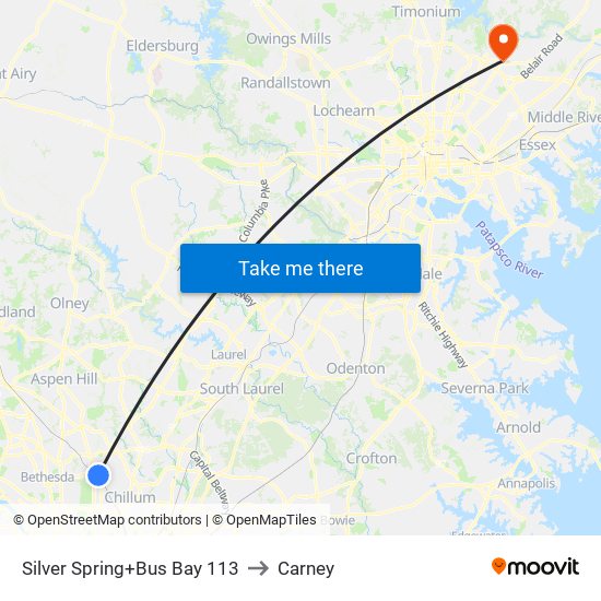 Silver Spring+Bay 113 to Carney map