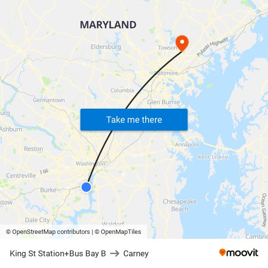 King St Station+Bus Bay B to Carney map