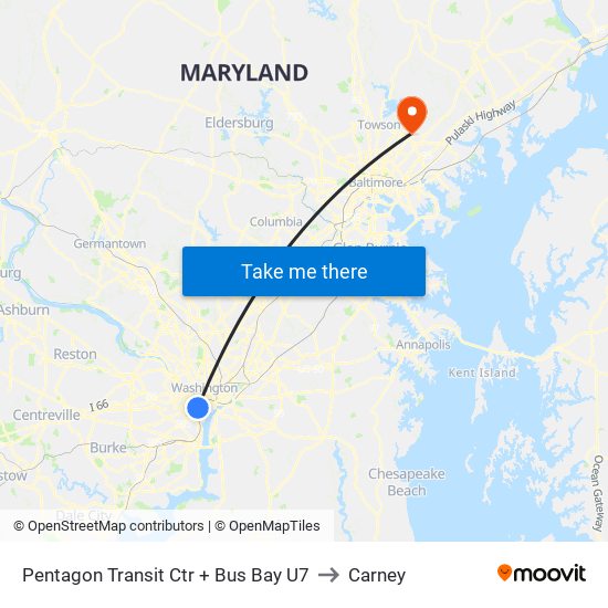 Pentagon Transit Ctr + Bus Bay U7 to Carney map