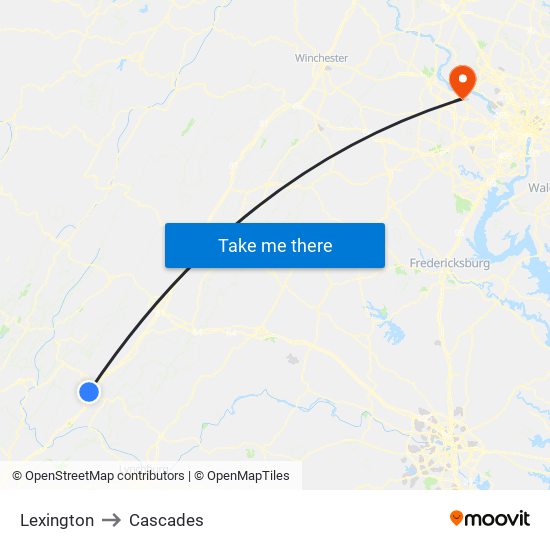 Lexington to Cascades map