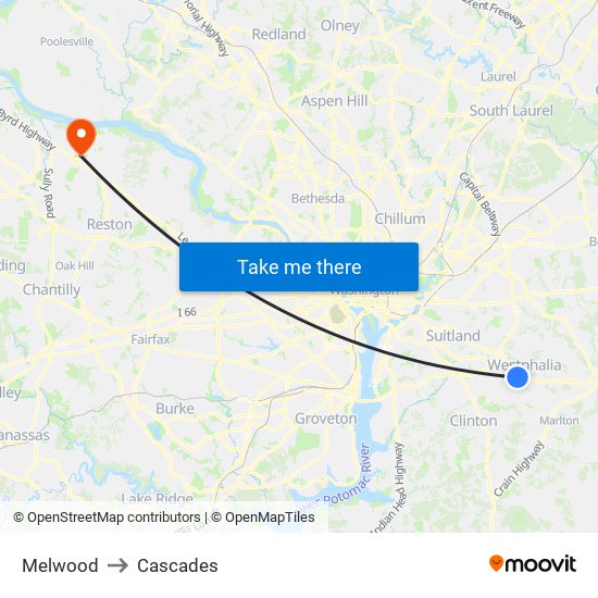 Melwood to Cascades map