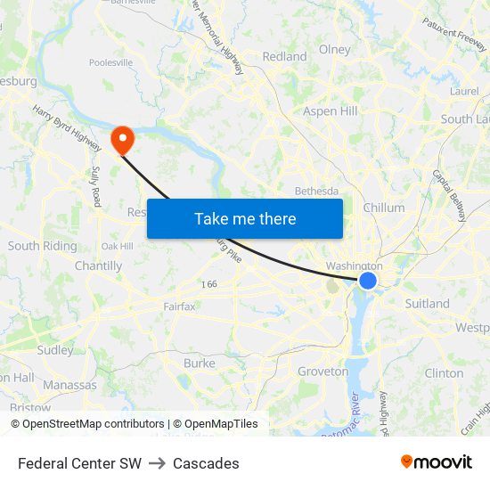 Federal Center SW to Cascades map