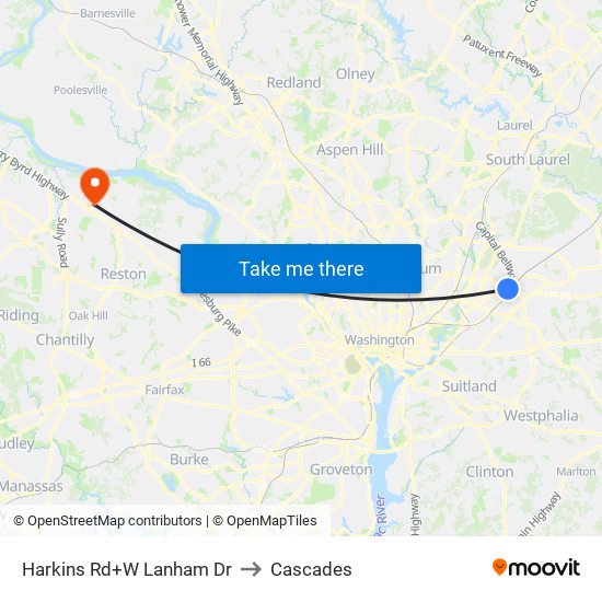 Harkins Rd+W Lanham Dr to Cascades map