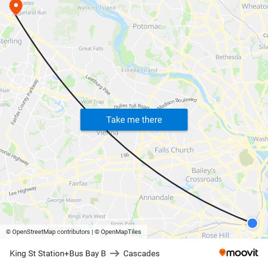 King Street-Old Town+Bay B to Cascades map