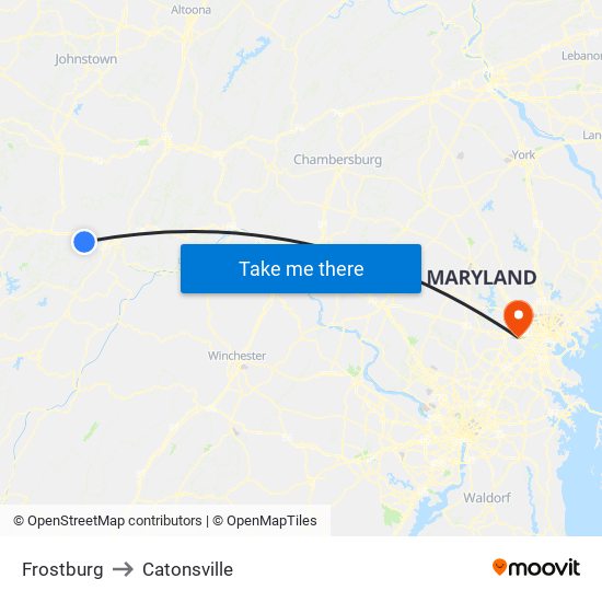 Frostburg to Catonsville map