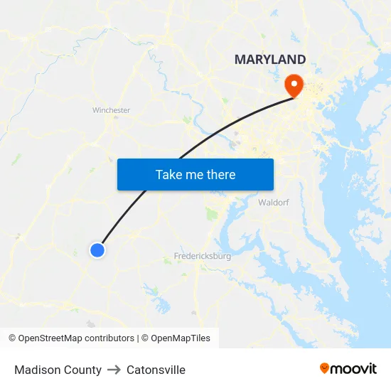 Madison County to Catonsville map