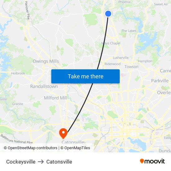 Cockeysville to Catonsville map