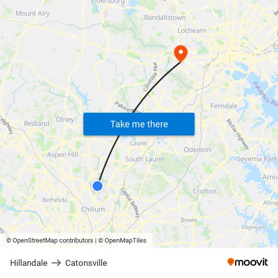 Hillandale to Catonsville map