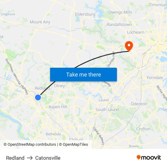 Redland to Catonsville map