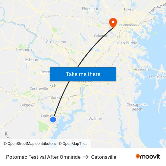 Potomac Festival After Omniride to Catonsville map