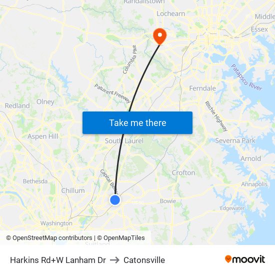 Harkins Rd+W Lanham Dr to Catonsville map