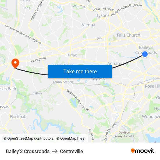 Bailey'S Crossroads to Centreville map