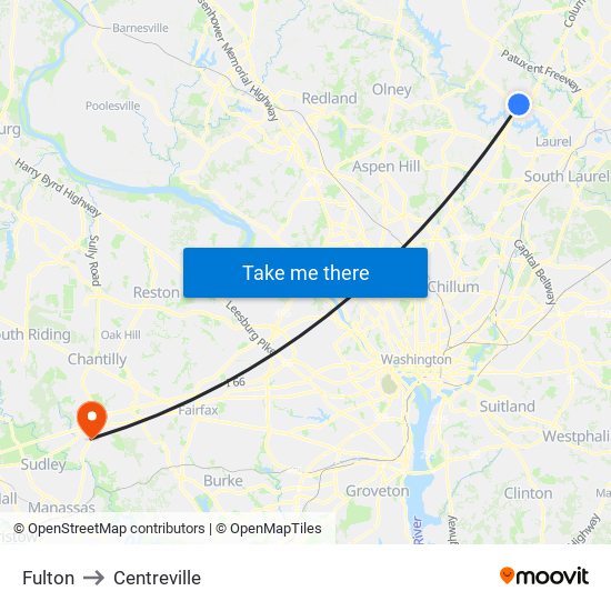 Fulton to Centreville map