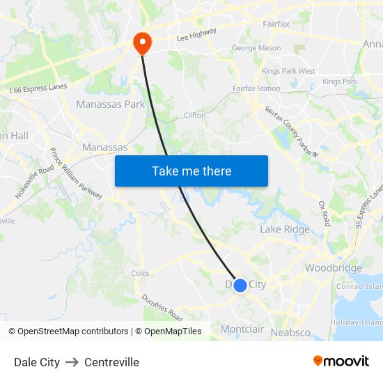 Dale City to Centreville map