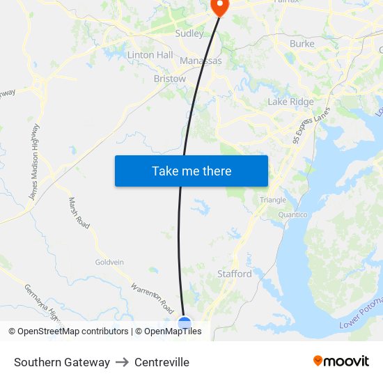 Southern Gateway to Centreville map