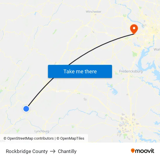 Rockbridge County to Chantilly map
