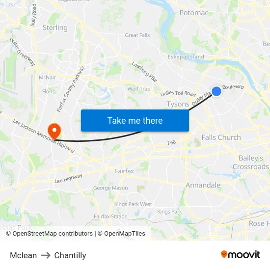 Mclean to Chantilly map