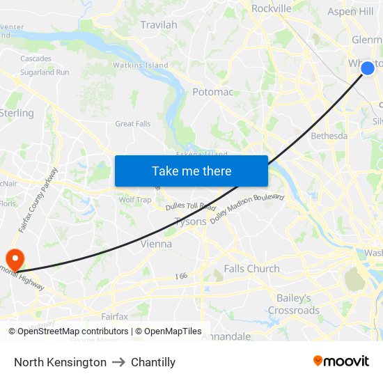 North Kensington to Chantilly map