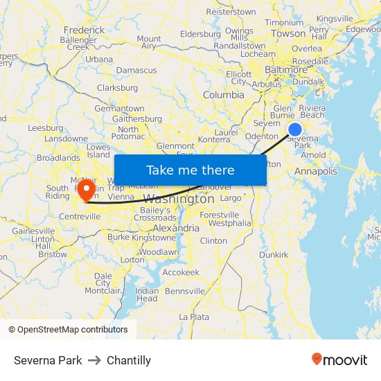 Severna Park to Chantilly map