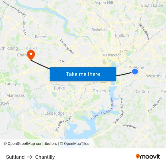 Suitland to Chantilly map