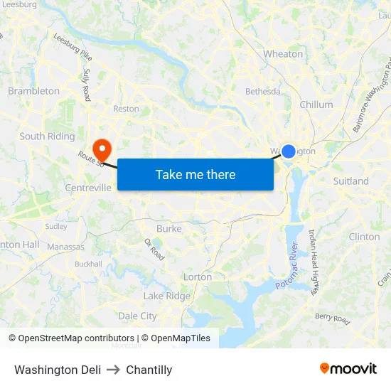 Washington Deli to Chantilly map