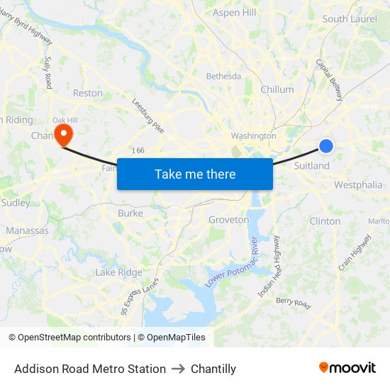 Addison Road Metro Station to Chantilly map